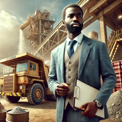 DALL·E 2024-08-27 06.27.11 - Create a realistic, photo-like image of an African man working in a mineral logistics setting. The scene should show the man in professional work atti